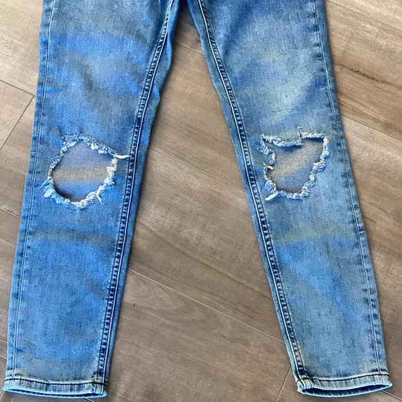 Free People High Rise Turquoise Busted Out Knee Skinny Jean Size 28 Short - Picture 6 of 9